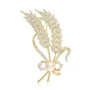 Micro-inlaid zircon wheat ear natural freshwater pearl brooch, fashionable and versatile, small chanese-style pearl brooch, anti-exposure silk scarf buckle pin wholesale details Picture